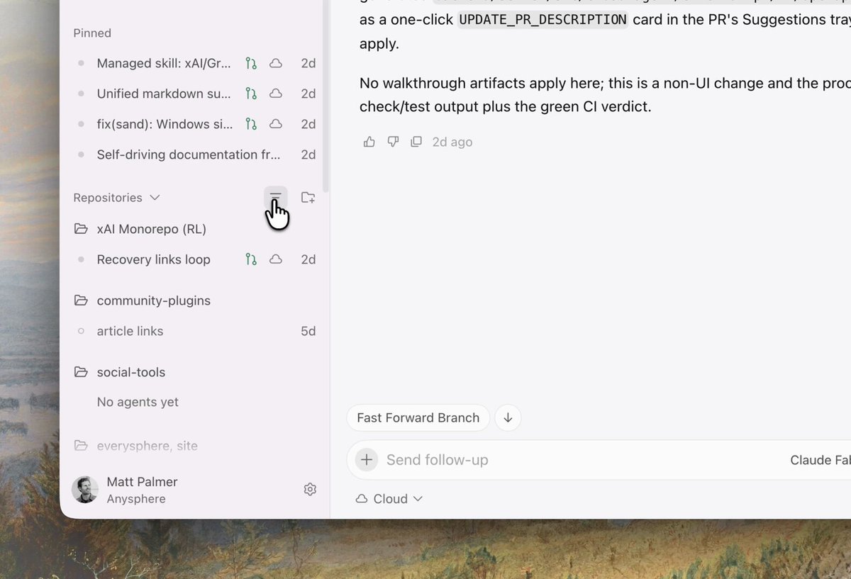 Cloud Agents from Grok Bot are hidden in the Cursor sidebar by default
