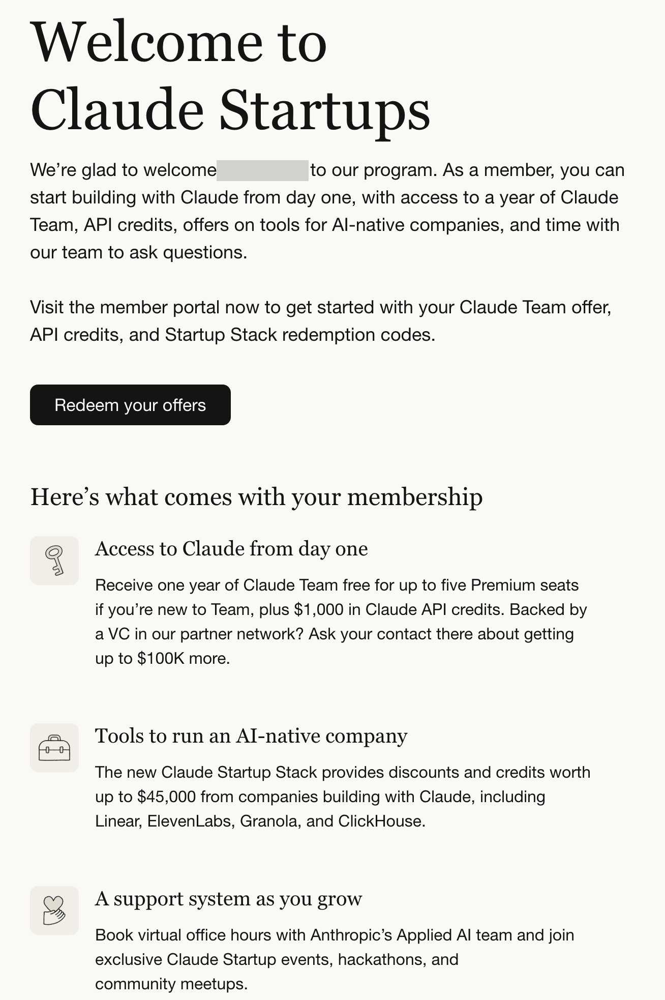 Got into the Claude Startups program in 5 minutes, no VC funding needed